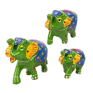 DreamKraft Hand Crafted Showpiece Elephant for Decoration Standard Green