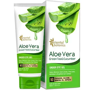 Oriental Botanics Aloe Vera Green Tea & Cucumber Under Eye Gel 40 g | Infused with Aloe Vera Green Tea & Cucumber | Helps Under Eye Puffiness | No Parabens & Sulphates | Vegan