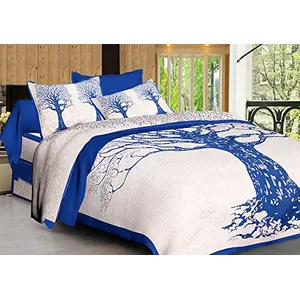 DreamKraft Tree of Life King Size Cotton Bedsheet with 2 Pillow Covers(250x230 CM)