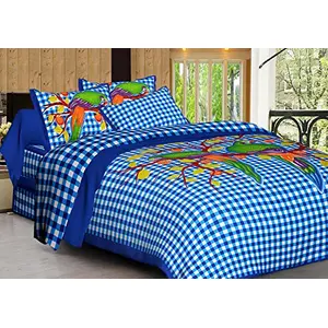 DreamKraft Print King Size Cotton Bedsheet with 2 Pillow Covers(250x230 CM)
