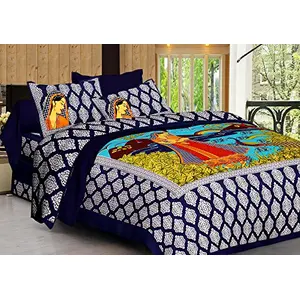 DreamKraft Print King Size Cotton Bedsheet with 2 Pillow Covers(250x230 CM)