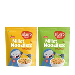 Slurrp Farm No Maida Millet Noodles | Not Fried No MSG | Foxtail Millet and Little Millet Noodles Combo | Pack of 2-192g Each