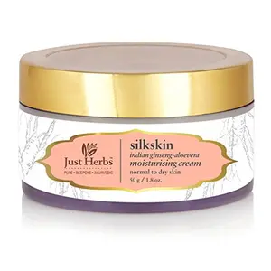 Just Herbs Ayurvedic Silkskin Aloe Vera Moisturising Night Cream For Acne Scars & Dry Skin - Men & Women