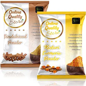 Online Quality Store Kasturi Turmeric Powder for Face + Pure Organic Sandalwood Powder |Wild Turmeric Powder Kasturi Manjal | Chandan Powder for Face & Skin (Pack of 2 100g Each Total 200g Pack)