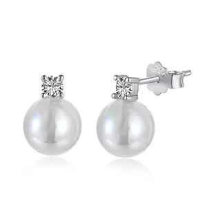 MISS JO Sterling Silver |Pure Essence Earrings | Intriguing White Bead Accents in Sterling Silver/Gold | Effortless Elegance|