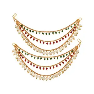 ZENEME Women's Golden Golden ColorLong Hair Chain Jewellery Earring