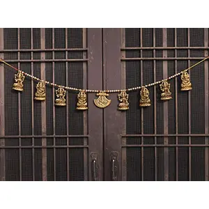 Collectible India Metal Door Hanging Toran Bandarwal for Home Decoration/Lakshmi Ganesha Toran Mandir Temple (35 x 3.5 inch Gold) (1)
