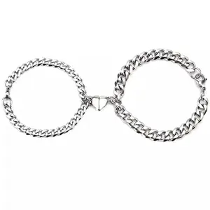 BEAUTIVIA Couple Bracelet Magneti Bracelets Love Couples Friendship Promise 2 In 1 Wrist Band Link Chain Bracelet For Men Girls Valentine's Day Love Gifts