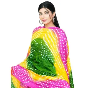 LERELIABLE Women's Art Silk Bandhej Dupatta size 2.25 Meters Casual use for Women/Girls