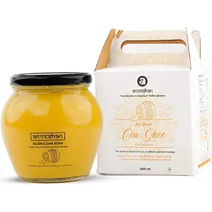 Anveshan A2 Cow Ghee 500 ml | Glass Jar | Bilona Method | Curd-Churned |Pure Natural & Healthy | Lab Tested.