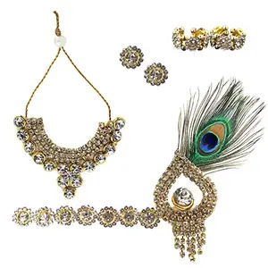 Shri Krishnamayi Stone Jewellery Combo Set with Matching Necklace Bansoori Kadha and Earings Size 6