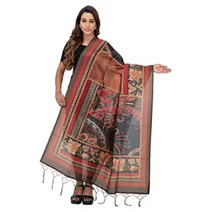 Fshway Women's Chanderi Silk Dupatta Digital Printed Silk Chunni (Length:2.30 Mtr Width: 36 Inch Approx 1 Mtr)