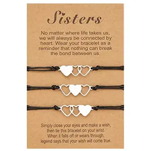 SANNIDHIÂ® Set of 3 Adjustable Matching Bracelets for Sisters Best Friends Bestie Girls WomenFriendship Gift