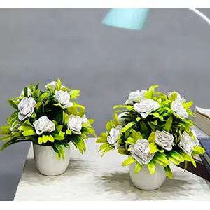 Litleo Set of 2 Great for Home Office Gift Artificial Flowers (White)