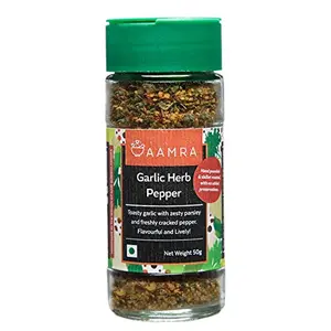 Aamra Garlic Herb Pepper 50g (Mixed Herbs- seasoning for pizzas pasta soups salads)- No 