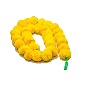Phool Mala Artificial Flower Plastic (Yellow) -5 Piece