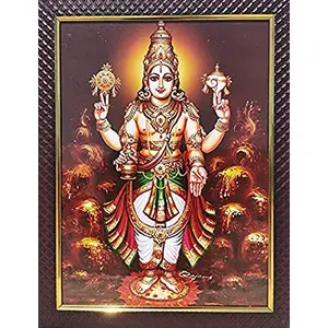 7 Hills Store Dhanvantari/Dhanvantri God of Health and /Ayurveda Photo Frame - Framed Photo with Wall Hanger (8 Inch x 12 Inch) ting( multicolour)
