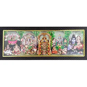 Wood 7 Hills Store Five In One Gods Photo Frame For Pooja Wall Mount Multi-coloured