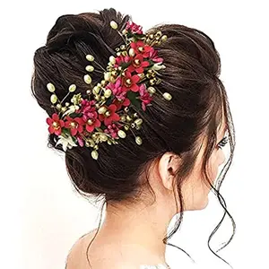 Hair Flare Artificial Flower Made Hair Accessories and Hair for Women - Dark k 2205 Pack of 1