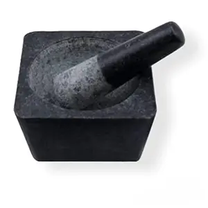 Subaa Granite Mortar and Pestle Set | Ginger Garlic Crusher for Kitchen Unpolished Heavy Stone Material | Best Masher Kitchen Tool | okhli and musal | Ammi kallu -4Inch