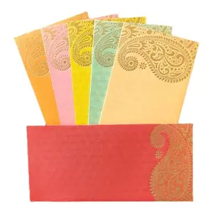 JhintemeticÂ® - Pack of 25 Matellic 5 Colours of 5 Each Randomly Picked Colourful Designer Shagun Lifafa/Money Gift Envelope with Golden Ambi for Gifting Money on any occasion