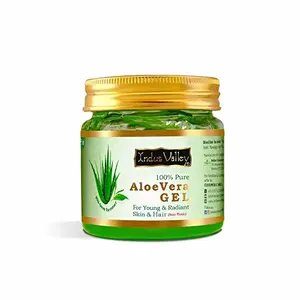 INDUS VALLEY Bio Organic Pure Multipurpose Aloe Vera Gel For Face Body & Hair Non-Sticky Transparent Aloevera Gel For Glowing & Soothing Skin Anti-Ageing & Acne Suitable to All Skin Type - 175ml