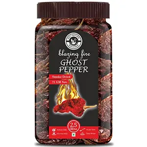 Holy Natural - The Wonder of World Bhut Jolokia Chilli whole- 71 gm/ 2.5 Oz Ghost pepper pod Hottest Chilli whole d dried & Spicy chilli of the world