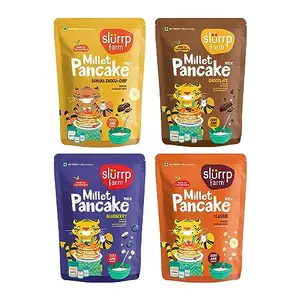 Slurrp Farm Healthy Pancake Lovers Combo | Blueberry, Classic, Chocolate & Banana | No White Flour, Wheat & Preservatives | Made with Millets | 21.16 Oz
