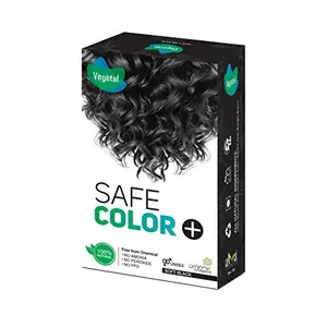 Vegetal Safe Hair Color Soft Black 100gm - Certified Organic Chemical and Allergy Free Bio Natural Hair Color with No Ammonia Formula for Men and Women
