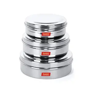 Sumeet Stainless Steel Storage Container- 300ML480ML600ML 3 Pieces Silver