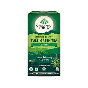 Tulsi Organic Green 25 Teabags (Pack of 5, Total 125 Teabags)