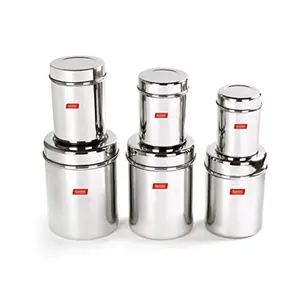 Sumeet Stainless Steel Vertical Canisters/Ubha Dabba/Storage Containers Set of 6Pcs (350ML 500ML 700ML 900ML 1.25Ltr 1.6Ltr)