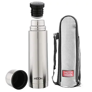 Milton Plain Lid 750 Thermosteel 24 Hours Hot and Water Bottle 1 Piece 750 ml Silver | Leak Proof | Office Bottle | Gym Bottle | Home | Kitchen | Hiking | Trekking | Travel Bottle
