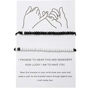 2-Piece ky Promise Bracelets Friendship Couple Distance Matching Bracelets Gift for Back to School