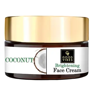 Good Vibes Coconut Brightening Face Cream 100 g Skin Moisturizing Hydrating Non Greasy Light Formula for All Skin Types Natural No Parabens & Sulphates No Animal Testing