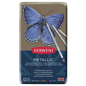 Derwent Metallic Watercolour Pencils Traditional and Multicolour Watersoluble Professional Quality - 700456 (Set of 12)