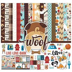 Inkdotpot Pet Dog Theme Collection DoubleSided Scrapbook Paper Kit Cardstock 12"x12" Card Making Paper Pack of with Sticker Sheet - 16 Pages - Multicolor