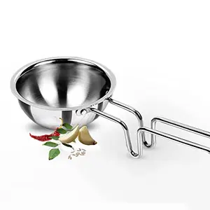 Milton Pro Cook Triply Stainless Steel Tadka Pan 12 cm Silver | Vagar Pan | Baghar Pan| Chounk Pan | Flame Safe | Induction Safe | Dishwasher Safe | Stainless Steel Wired Handle