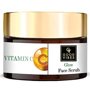 Good Vibes Vitamin C Glow Face Scrub 50 g Rich in Antioxidants Moisturizing Skin Softening Formula for Healthy Glowing Skin Helps Reduce Dark Spots & Blemishes All Skin Types No Parabens & Mineral Oil