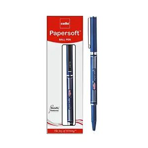 Cello Papersoft Ball Pens | Pack of 10 | Blue Ball Pens | Smooth Ball Pens | Long-lasting ball pens | Professional Ball pens with superior writing experience| Ball Pens for swift writing