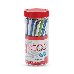 Cello Deco Gel Pen | Gel Pens Blue | Jar of 25 Units | Gel Pens for Students | Pens for Office Use | Gel Pens for Writing | Waterproof Gel Pen Pens