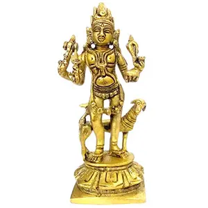 Purpledip Brass Idol Kaal Bhairava (Mahakala Bahirav): Hindu Tantric Deity Avatar of Siva Large Golden (11843)