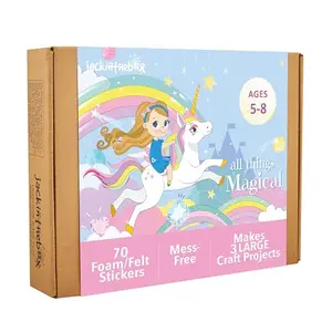 jackinthebox 3 Chunky Craft Projects Unicorn Themed Art and Craft Kit for Girls (Multicolour Ages 5 6 7 8 9 10 Years) FeltFelt