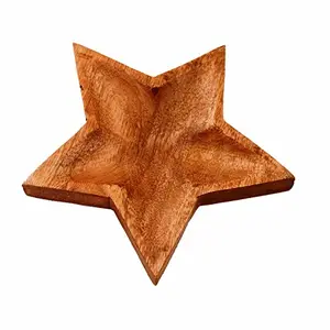 Purpledip Wooden Serving Tray/Platter 'Twinkling Star': Small Plate for Snacks Cookies Fruits Or Aftermints (11292)