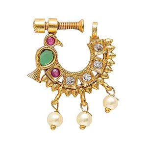 Azai By Nykaa Fashion Latest Festive Traditional Gold Nose Ring For Women