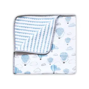 Masilo Organic Muslin Blanket - Up, Up & Away (Blue)