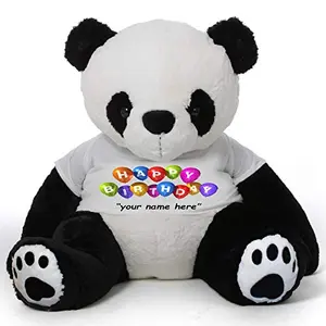 Toy Joy SOFT TOYS Big Teddy Panda Wearing Happy Birthday with Your Name T-Shirt 3 feet Panda_T Shirt_Happy Birthday with Your Name