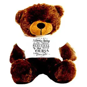 Toy Joy SOFT TOYS Big Teddy Bear for Gift of Any Occasion Wearing a Ã¢¬ÅEvery Love Story is Beautiful but Ours is My Favorite T-Shirt 4 feet Chocolate