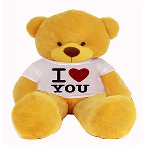 Toy Joy SOFT TOYS Soft Toys Big Teddy Bear Wearing Happy Valentine Day T-Shirt 3 feet Yellow_T Shirt_Happy Valentine Day 06