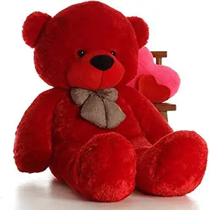 Toy Joy SOFT TOYS Soft Toys Long Soft Lovable Huggable Cute Giant Life Size Teddy Bear Child Safe Best for Birthday Gift Valentine Gift for Girlfriend 4 FEET RED